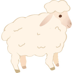 Obraz premium Illustration of a White Sheep - Farm Nursery Decor
