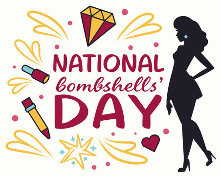 National Bombshells&rsquo; Day Vector Illustration, Glamorous Women Celebration Design