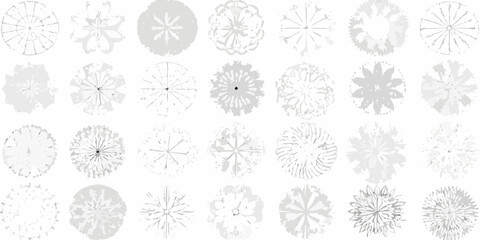 Overhead view of various tree canopies illustrated in grayscale tones © Anik