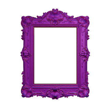 ornate pink glitch style photo frame on transparent background