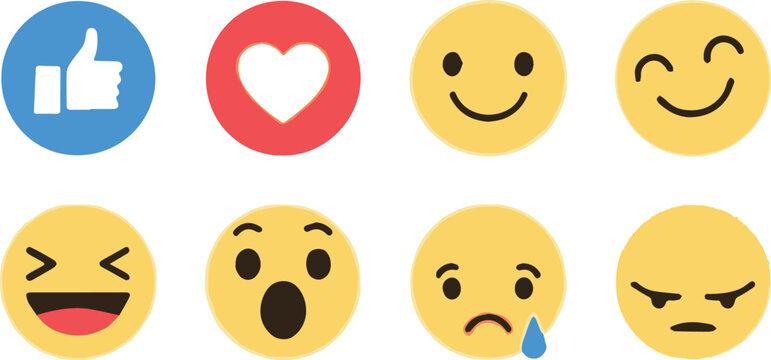 emoji reaction icons thumbs up heart smile laugh surprised sad angry