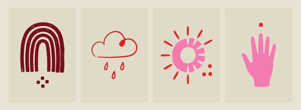 Rain Cloud and Sun, Minimalist Weather Poster, Modern Nature Illustration, Abstract Sky Wall Art, Geometric Rain Graphics, Sunny Day Print, Creative Weather Concept.