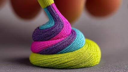 Colorful twisted slime close-up showcasing vibrant textures and playful design, perfect for creative hobby enthusiasts.