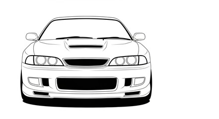 Obraz premium Front View of a White Sports Car Illustration.