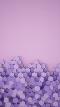 Vertical video animation of purple color hexagons - abstract background - wallpaper - seamless loop.