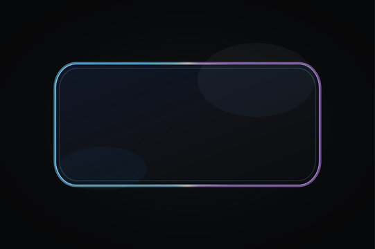 Rounded rectangular frame with eon cyberpunk border light effects on dark background for digital interface presentations