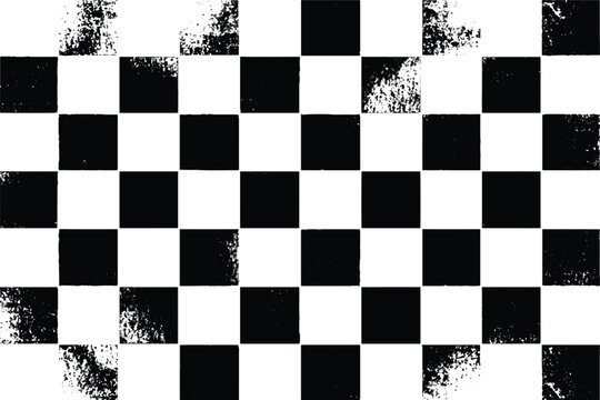 Set of distressed black square textures on white background, grunge checkerboard elements, abstract geometric shapes.
