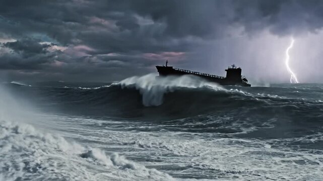Ship in stormy sea. (1)