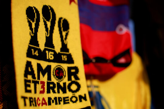 Ciudad de Mexico, Mexico - March 12. 2025: Merchandise from the America and Chivas team, from Mexican league