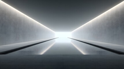 Obraz premium Abstract Concrete Tunnel with Water Reflection