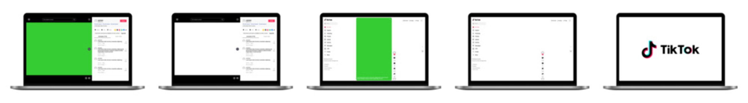 TikTok desktop web interface UI concept showing video feed layout and social media platform design.
