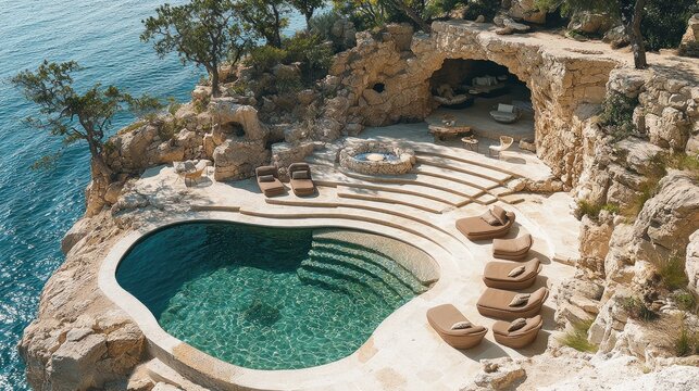 Cliffside Luxury: Private Pool, Cave Lounge, Ocean Views, Coastal Retreat.