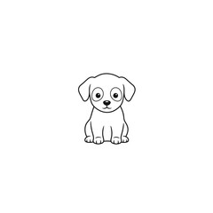 Minimalist line art vector illustration of a cute puppy with a clean, simple © mim