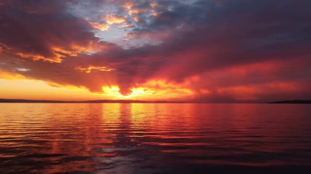 Sunset over calm water.