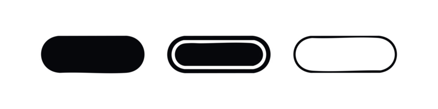 Rounded Rectangle Pill Button Icon Set for UI Design