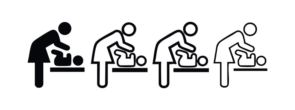 Baby Changing Room Facility Icons for Public Area Information Signs