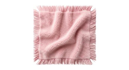 Square pink plush fabric swatch with fringed edges © shuphanida