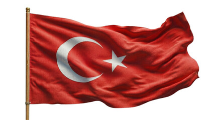 Waving national flag of Turkey on wooden flagpole © shuphanida