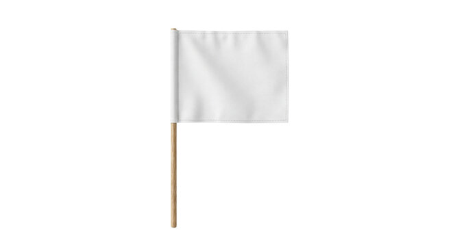 Blank white small hand flag on wooden stick