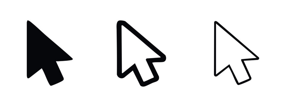 Mouse cursor icon set. Computer pointer and click symbol vector illustration.