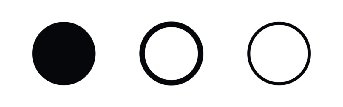 Circle Shape Icons Set. Basic Geometric Form, Round Element, and Design Symbol Vector Illustration.