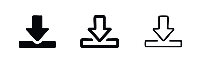 Fototapeta premium Download button icon set. Save, file transfer and data access symbol.