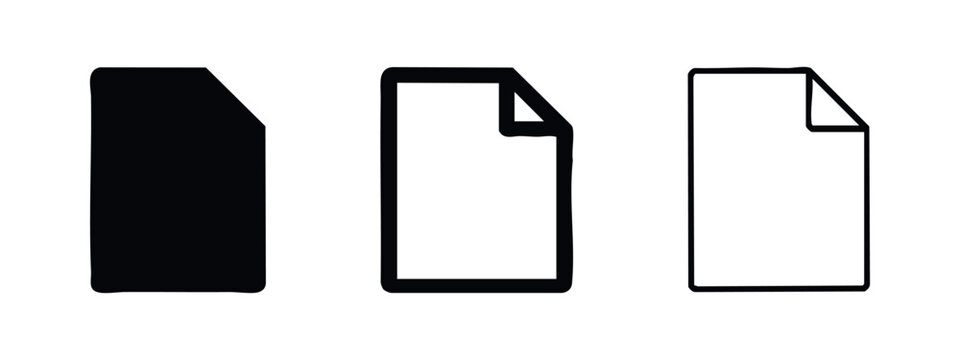 Document file icon set with subtle folded corner. Modern paper sheet symbols for various digital file representations.