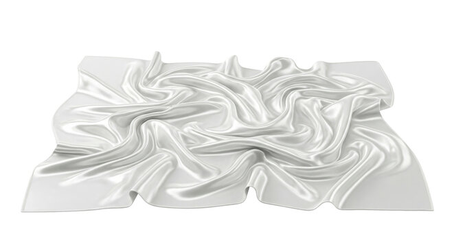 Messy folded white silk fabric texture lying flat