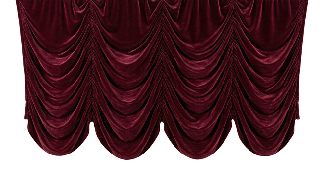 Luxurious burgundy red velvet theater curtains elegantly draped