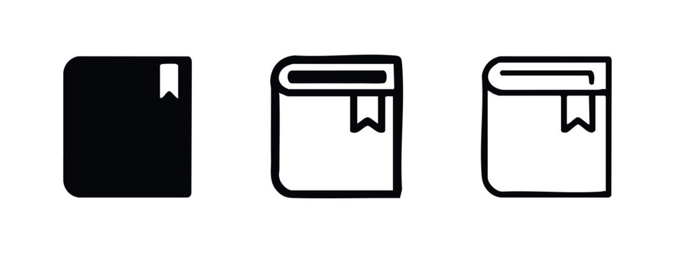 Book with bookmark icon set for literature, learning, and reading