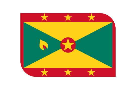 National flag of Grenada rounded corner icon flat style design isolated on transparent