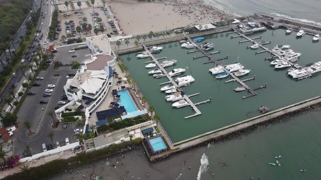 Aerial view of lima marina club and costa verde beach