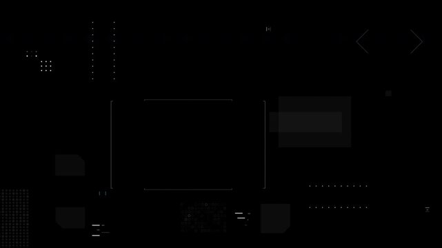 4K UHD futuristic HUD overlay animation with minimal interface elements, dots, and geometric frames. Clean sci-fi UI for live streaming