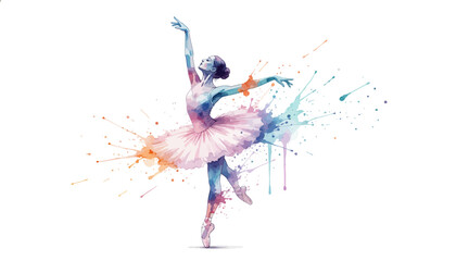 Obraz premium A ballerina dancing in a colorful and vibrant artistic environment