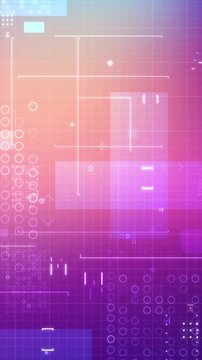 Vertical video 4K UHD futuristic HUD overlay animation with minimal interface elements, dots, and geometric frames. Clean sci-fi UI for live streaming