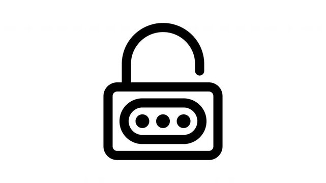 PIN Code Entry Motion Icon with Secure Lock Authentication for Payment Authorization Digital Banking Access Control and Fintech Security System Transparent Alpha Channel