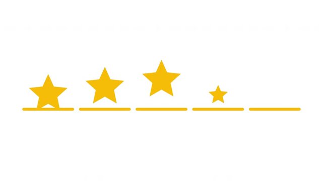 Five Star Rating UI Motion Icon with Baseline for Review Feedback Score Indicator Customer Satisfaction Component Ecommerce and Fintech Application Transparent Alpha Channel