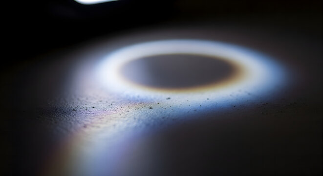 Prism Rainbow Light Circle Reflection on Dusty Surface