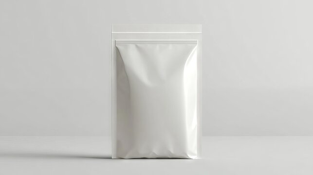 Front-facing product mockup of sealed polypropylene bag with subtle stitching along the edges, blank for branding, floating on a clean backdrop