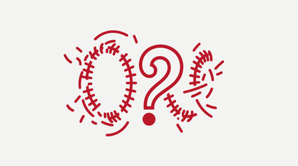 Fototapeta premium Abstract 'Q?' Mark Icon in Red on Cream Background