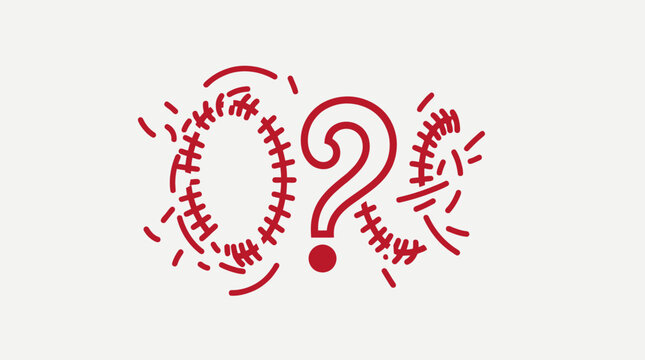 Abstract 'Q?' Mark Icon in Red on Cream Background