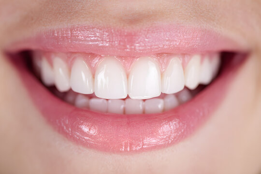 白く美しい歯と口元のクローズアップ（審美歯科・ホワイトニング）｜Close-up of clean white teeth and lips, dental aesthetics concept