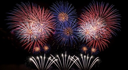 Fototapeta premium Independence day fireworks display celebrating freedom with patriotic explosions of color and light on july 4th