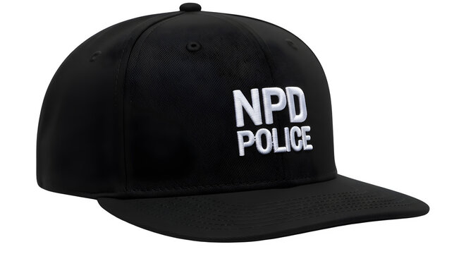 Black NPD Police baseball cap on transparent background