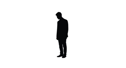 Silhouette of a man in a suit standing and looking down © Hikari Vector Studio