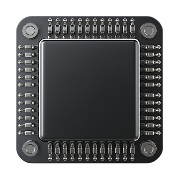 Microchip processor isolated on transparent background