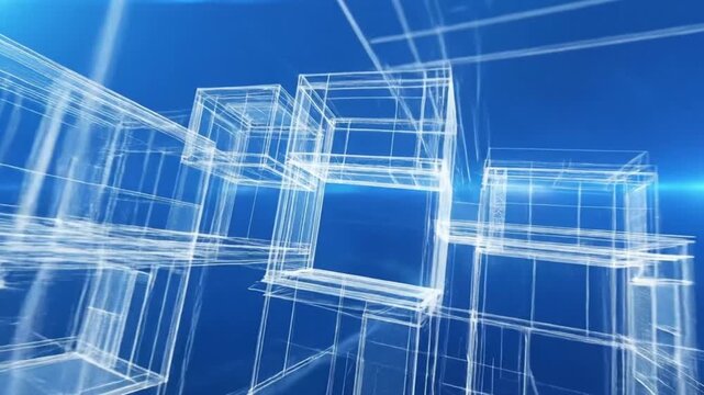 3D Architectural Blueprint Design Animation.