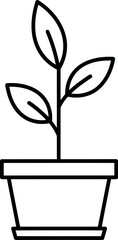 Fototapeta premium Simple line drawing of a young plant growing in a pot