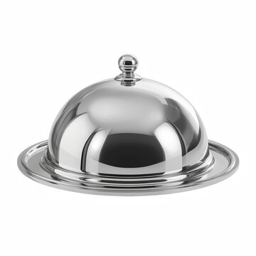 Silver serving cloche isolated on transparent background
