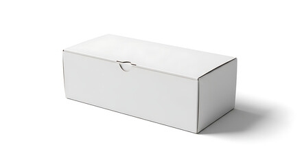 Naklejka premium Rectangular White Cardboard Box with Lid Closed and Subtle Shadow on a Clean White Background for Product Packaging and Shipping